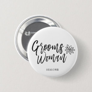GroomsWoman Script writing Wedding 2 Inch Round Button