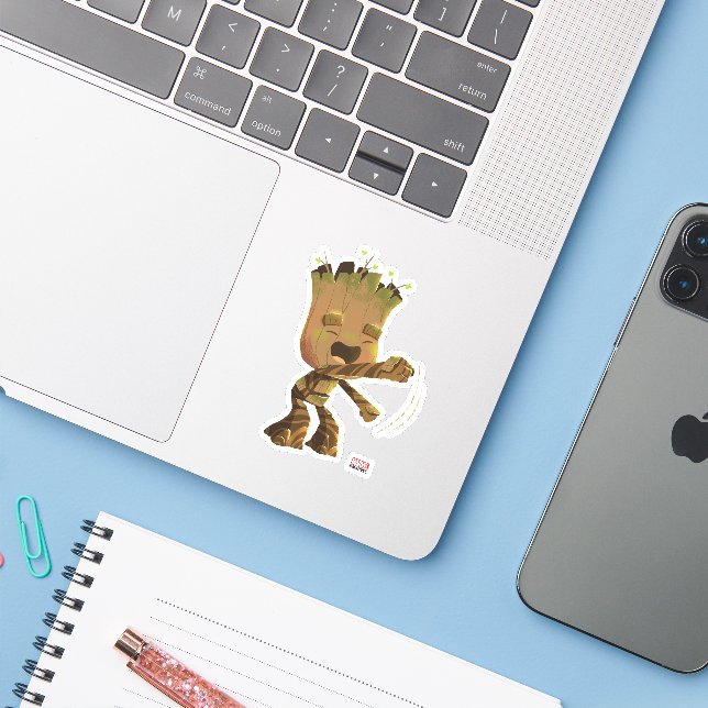 Groot Dancing Illustration (Laptop w/ iPhone)