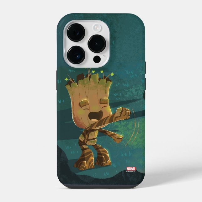 Groot Dancing Illustration iPhone Case (Back)