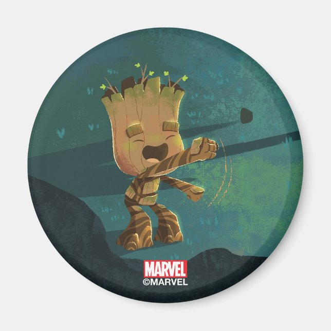 Groot Dancing Illustration Magnet (Front)