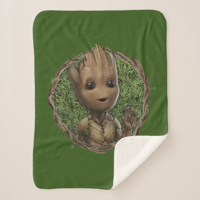 Groot Framed Badge Sherpa Blanket (Front)