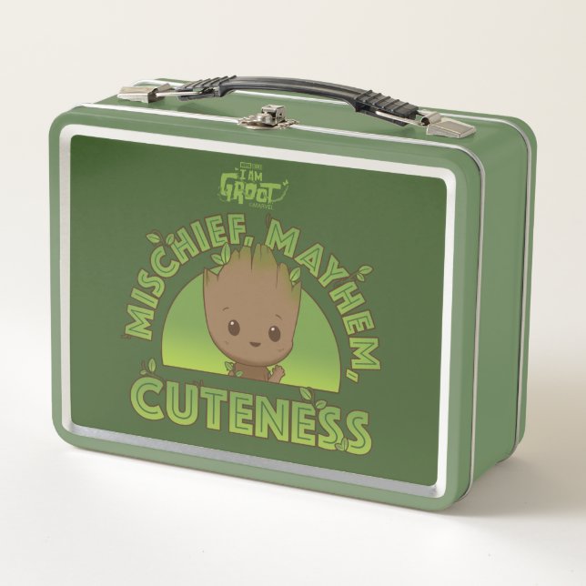 Groot - Mischief, Mayhem, Cuteness Metal Lunch Box (Front)