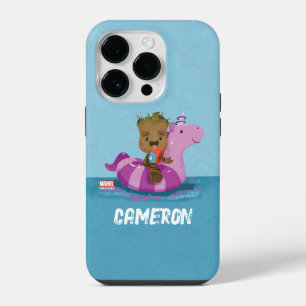 Groot Swimming on a Pool Float iPhone 14 Pro Case