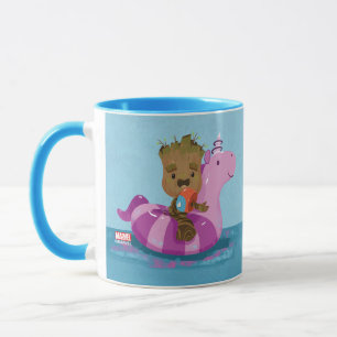 Groot Swimming on a Pool Float Mug