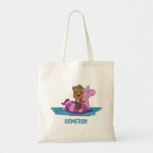 Groot Swimming on a Pool Float Tote Bag