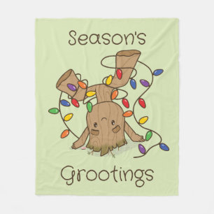 Groot Tangled in Holiday Lights Fleece Blanket