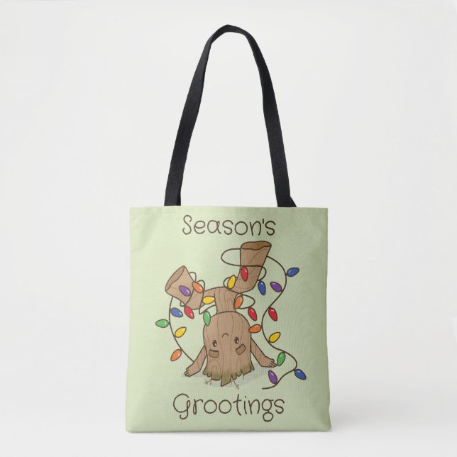 Groot Tangled in Holiday Lights Tote Bag (Front)