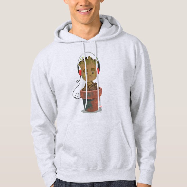 Groot Wearing Headphones Hoodie (Front)