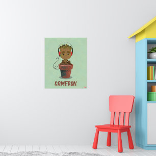 Groot Wearing Headphones Poster