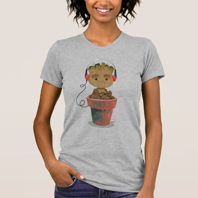 Groot Wearing Headphones T-Shirt (Front)