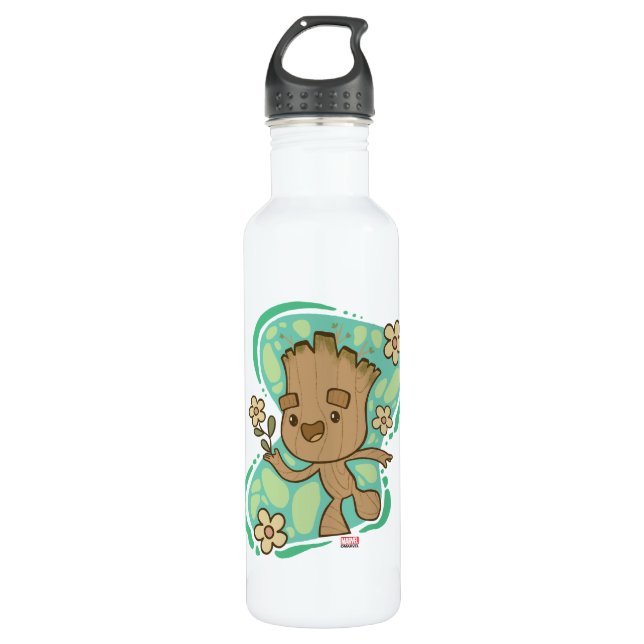 Groot with Yellow Flowers 710 Ml Water Bottle (Front)