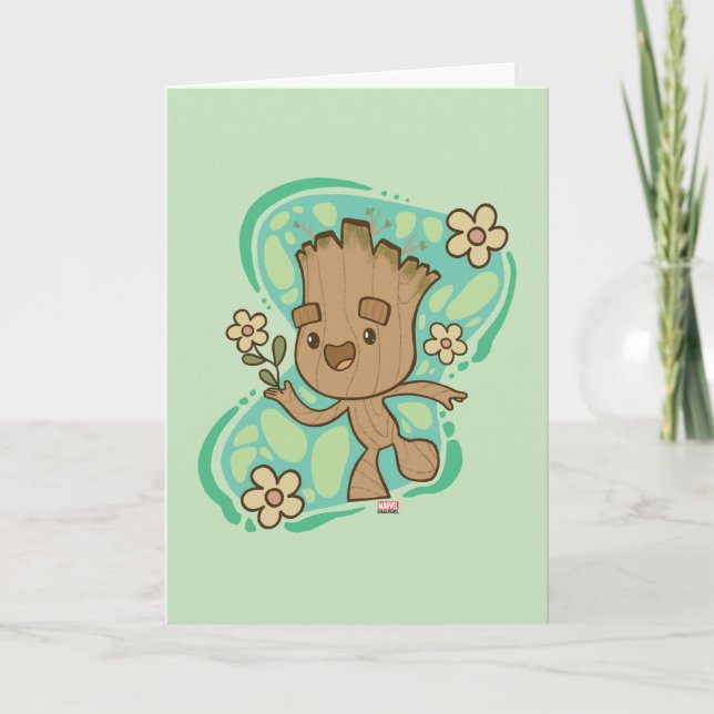 Groot with Yellow Flowers Card (Front)