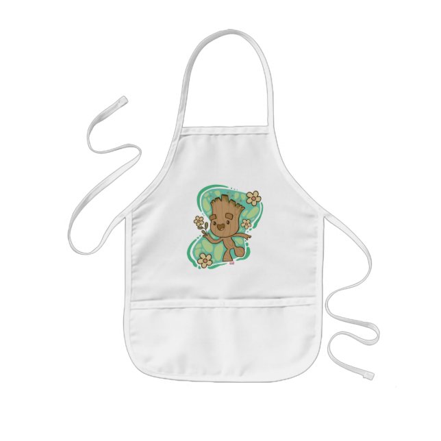 Groot with Yellow Flowers Kids Apron (Front)