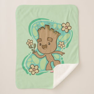 Groot with Yellow Flowers Sherpa Blanket