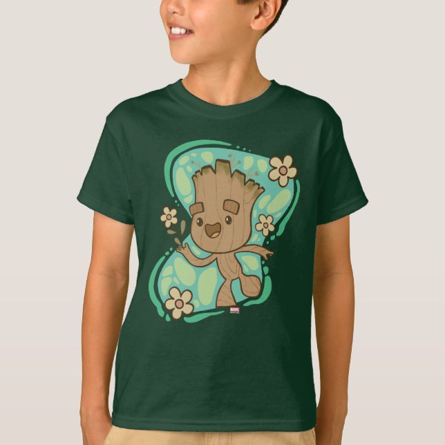 Groot with Yellow Flowers T-Shirt (Front)