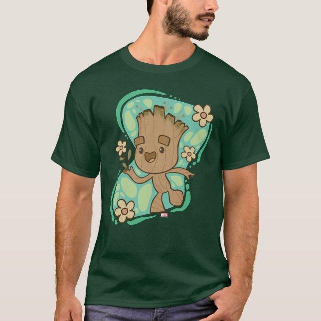 Groot with Yellow Flowers T-Shirt (Front)