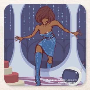 Groove Train Square Paper Coaster