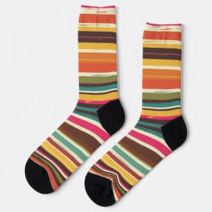 Groove Waves 70s Psychedelic Line Pattern Collecti Socks