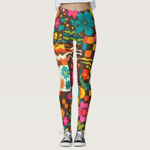 Groove Waves 70s Psychedelic Line Pattern Leggings
