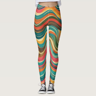 Groove Waves 70s Psychedelic Line Pattern Leggings