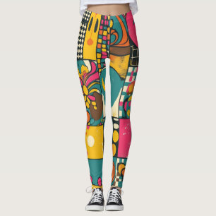 Groove Waves 70s Psychedelic Line Pattern Leggings
