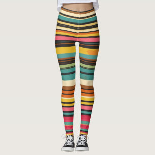 Groove Waves 70s Psychedelic Line Pattern Leggings