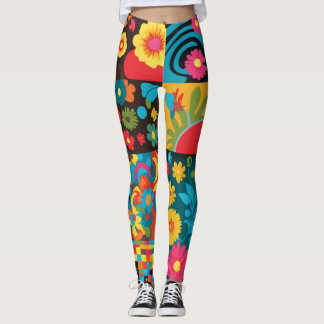 Groove Waves 70s Psychedelic Line Pattern Leggings