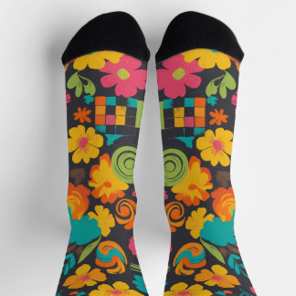 Groove Waves 70s Psychedelic Line Pattern Socks