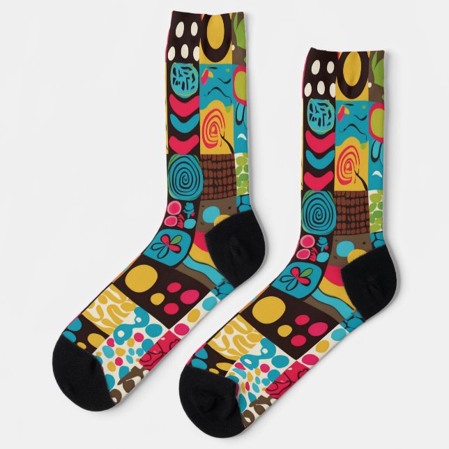 Groove Waves 70s Psychedelic Line Pattern Socks (Left)