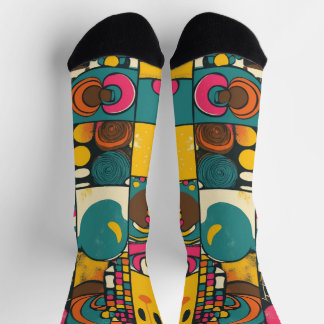 Groove Waves 70s Psychedelic Line Pattern Socks