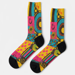 Groove Waves 70s Psychedelic Line Pattern Socks