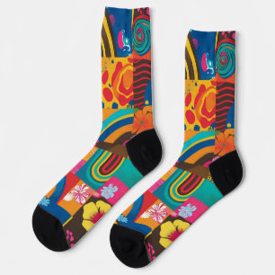 Groove Waves 70s Psychedelic Line Pattern Socks