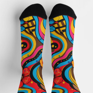 Groove Waves 70s Psychedelic Line Pattern Socks