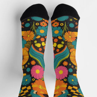 Groove Waves 70s Psychedelic Line Pattern Socks