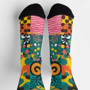 Groove Waves 70s Psychedelic Line Pattern Socks