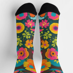 Groove Waves 70s Psychedelic Line Pattern Socks