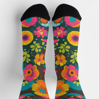 Groove Waves 70s Psychedelic Line Pattern Socks