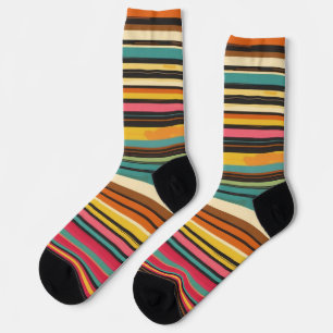 Groove Waves 70s Psychedelic Line Pattern Socks