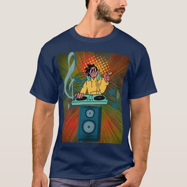Groove with the Cool Retro DJ girl T-Shirt (Front)