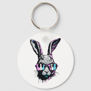 Groovi Rabbit Bunny Face With Sunglasses Easter Keychain