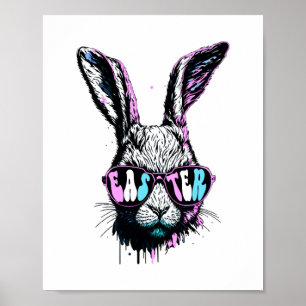 Groovi Rabbit Bunny Face With Sunglasses Easter Poster