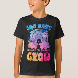 Groovy 100 Days Growing Rainbow Teacher 100th Day  T-Shirt
