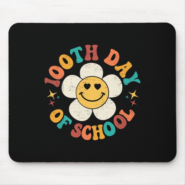 Groovy 100 Days Of School Hippie Floral Teacher St Mouse Pad (Front)
