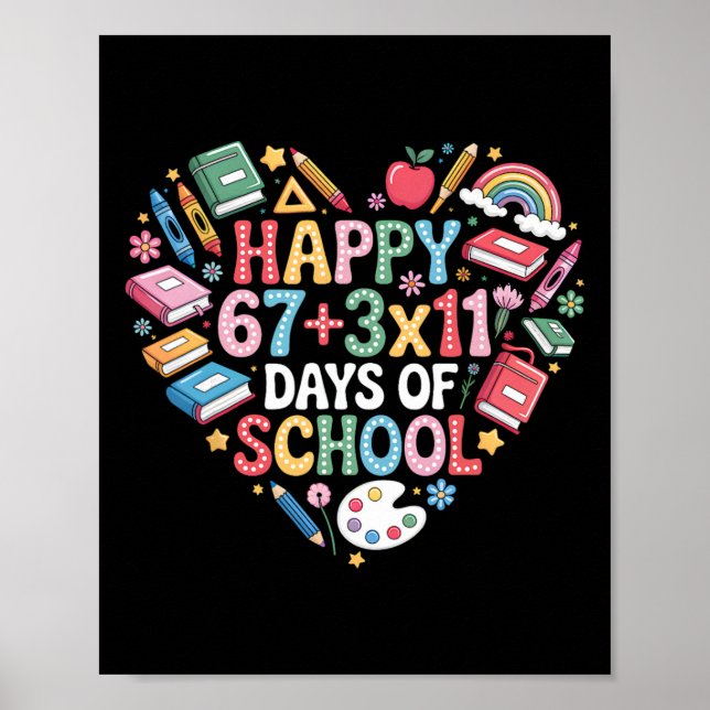 Groovy 100 Days Of School Math Equation 100th Day  Poster (Front)