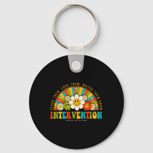 Groovy 100 Days Of School Teacher Intervention Squ Keychain