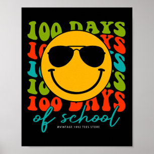 Groovy 100 Days Of School Teacher Kid 100 Days Sma Poster