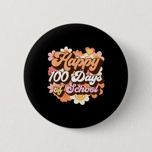 Groovy 100 Days Of School Teacher Kids Retro Happy 2 Inch Round Button