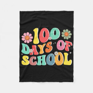 Groovy 100 Days Of School Teacher Student Boys Gir Fleece Blanket