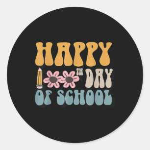 Groovy 100th Day Of School Teachers Student Happy Classic Round Sticker