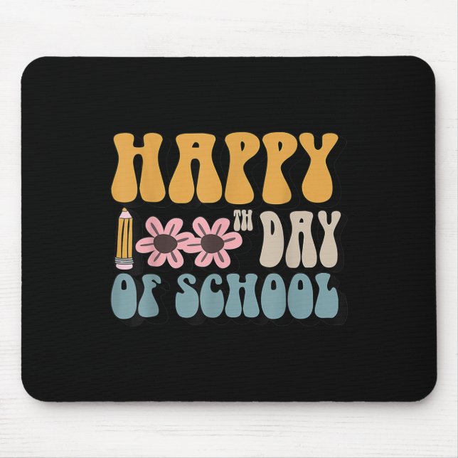Groovy 100th Day Of School Teachers Student Happy  Mouse Pad (Front)